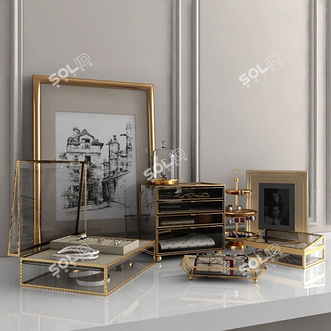 Elegant Set for Vanity Table 3D model image 1