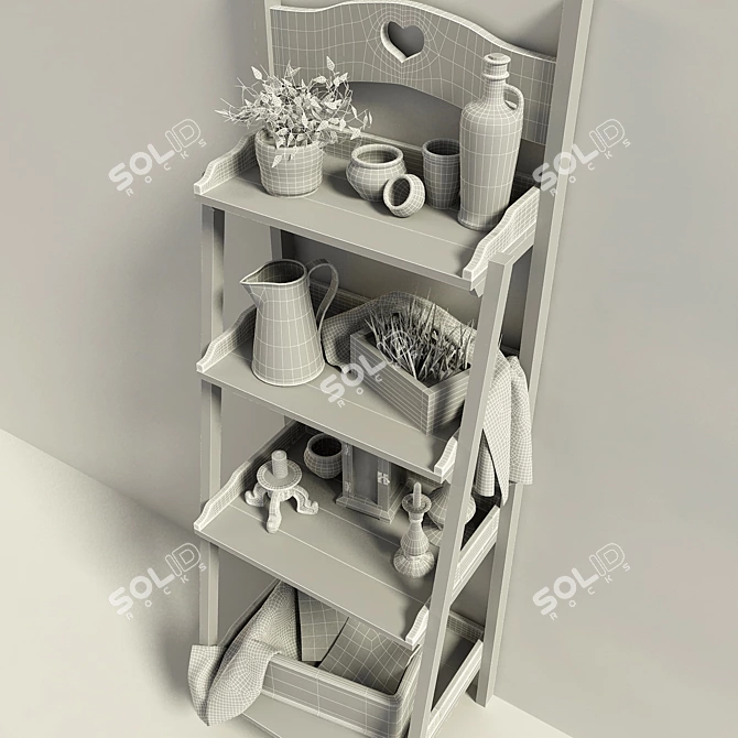 "Provence Inspired Shelving - H1600mm, L570mm, B450mm 3D model image 2