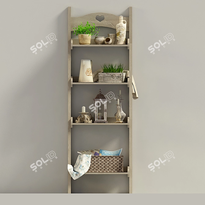 "Provence Inspired Shelving - H1600mm, L570mm, B450mm 3D model image 3