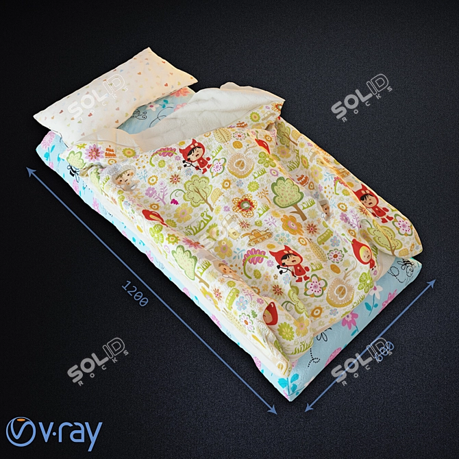 Stylish Children's Bed Set 3D model image 1