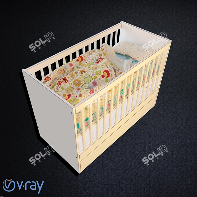 Stylish Children's Bed Set 3D model image 3