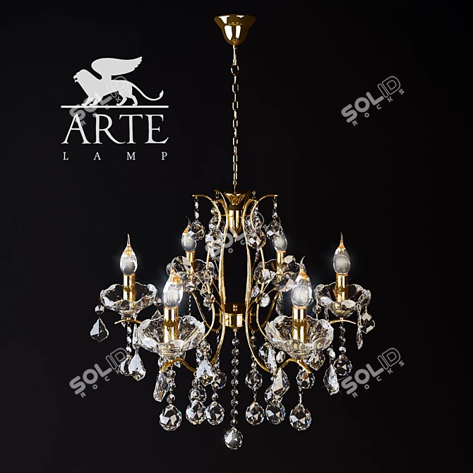 Elegant Gold Pendant Chandelier 3D model image 1