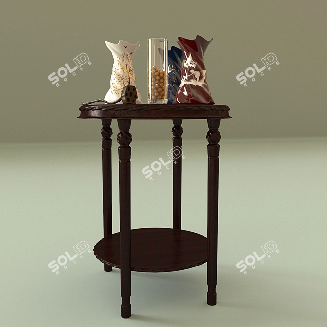 Elegant 3-Piece Table Set with Vases 3D model image 1