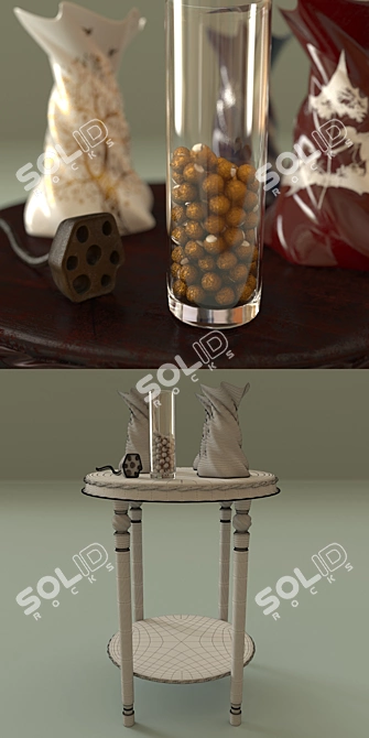 Elegant 3-Piece Table Set with Vases 3D model image 3