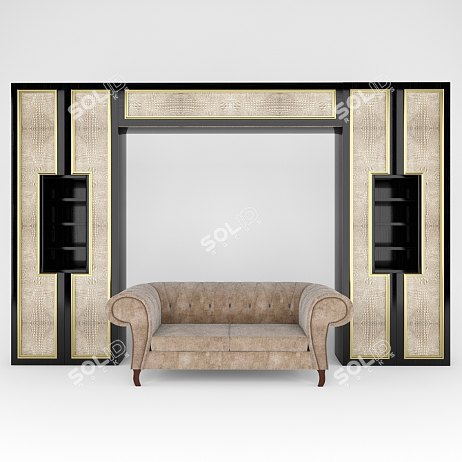 Modern Cayman Wardrobe & Alex Sofa 3D model image 1