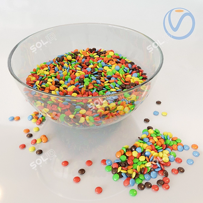 Deep Glass Bowl with M&M's 3D model image 1