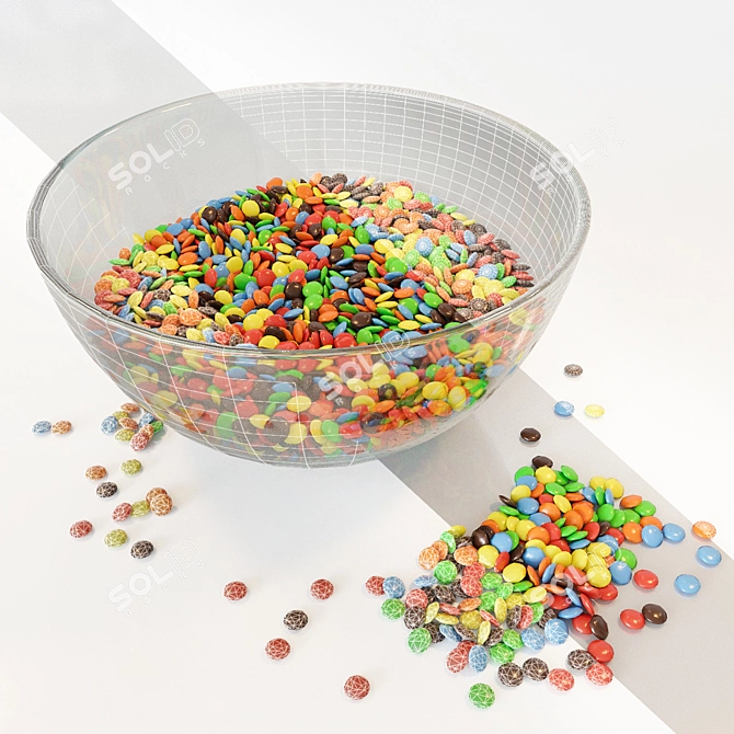 Deep Glass Bowl with M&M's 3D model image 3