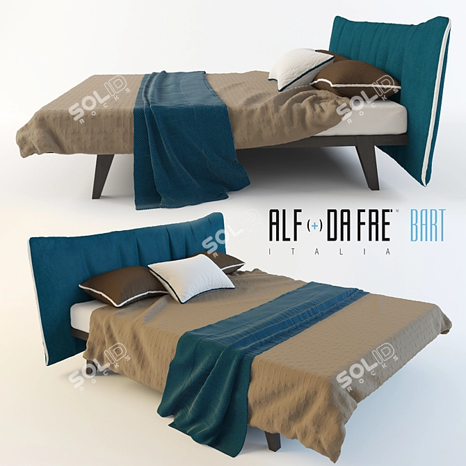 Bart Alf Bed: Sleek Design with Linens 3D model image 1