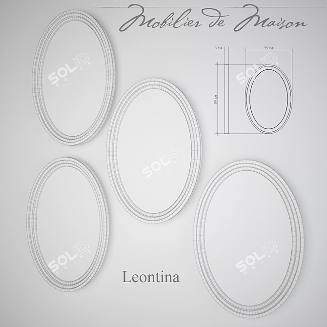 Leontina Oval Mirror: Provencal Style with Multiple Color Options 3D model image 2
