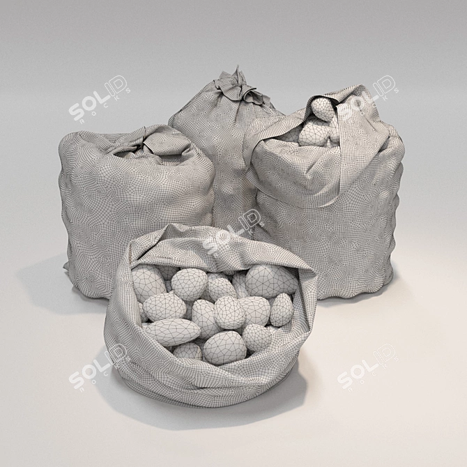 Mixed Variety Potato Sack Set 3D model image 3