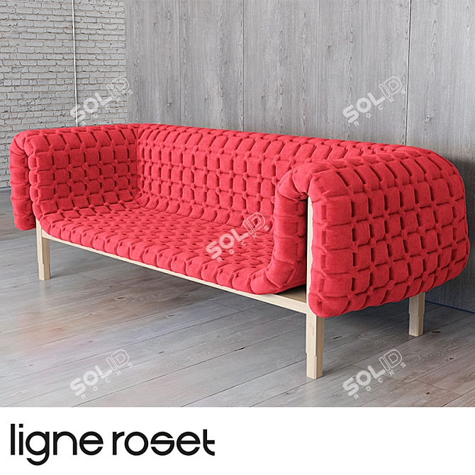 Sleek Wave: Low Back Sofa 3D model image 1