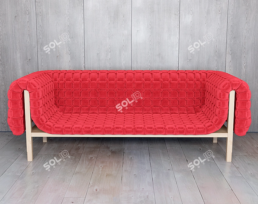 Sleek Wave: Low Back Sofa 3D model image 2