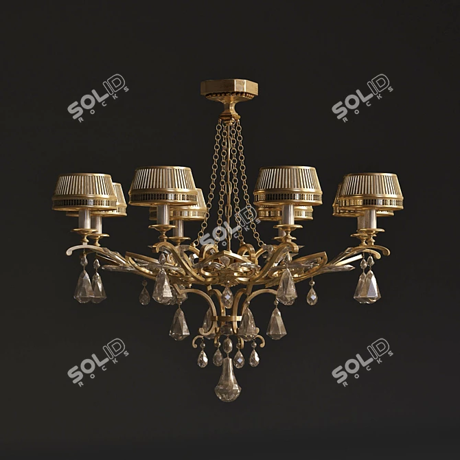 Radiant Elegance: Golden Aura Chandelier 3D model image 1