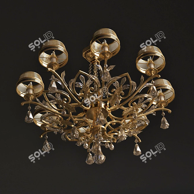 Radiant Elegance: Golden Aura Chandelier 3D model image 2
