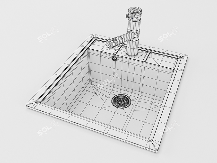 4-Color Textured Kitchen Sink 3D model image 3