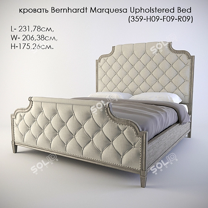Elegant Marquesa Upholstered Bed 3D model image 1