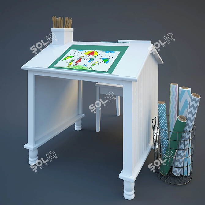 Catalina House Desk: Perfect Study Space 3D model image 2