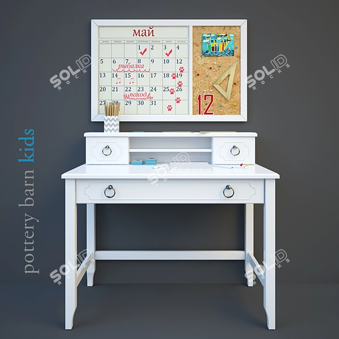 Ava Regency Writing Desk: Stylish and Practical 3D model image 1