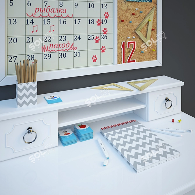 Ava Regency Writing Desk: Stylish and Practical 3D model image 3