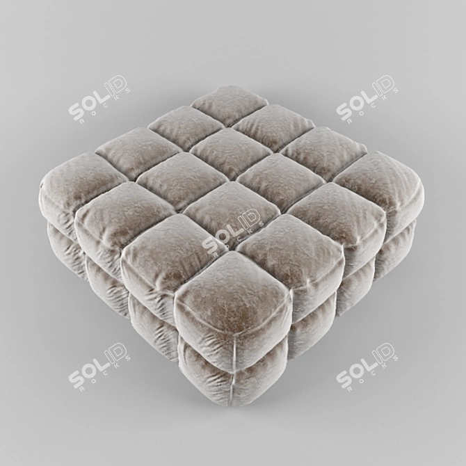 Title: Chic Square Tufted Ottoman 3D model image 2