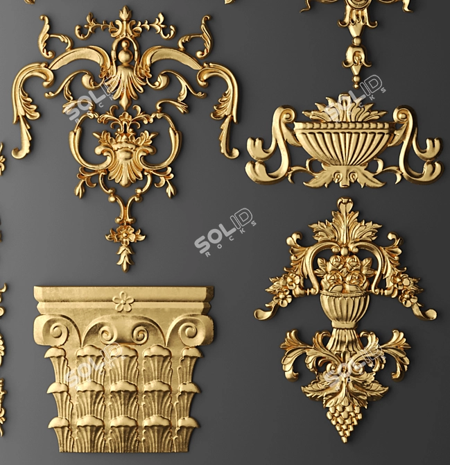 Stylish Stucco Decor Set 3D model image 3