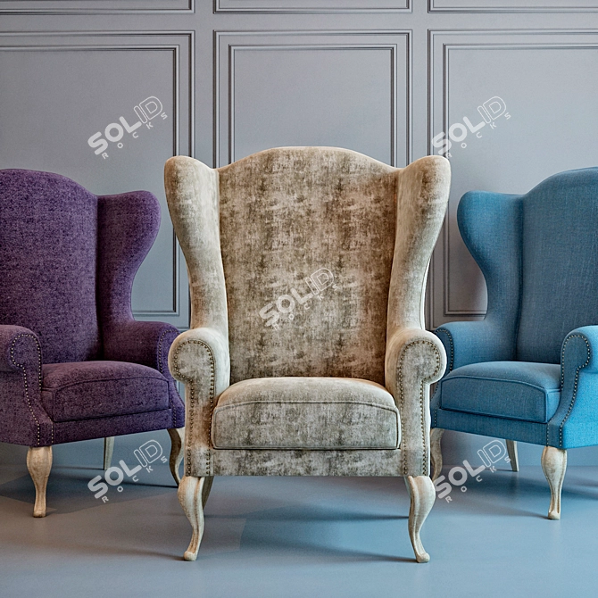 Chinese Classic Armchair: Elegant Design, Variety of Colors 3D model image 1