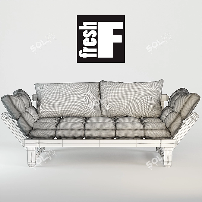 Beat Convertible Sofa: Stylish, Comfortable, and Durable 3D model image 2