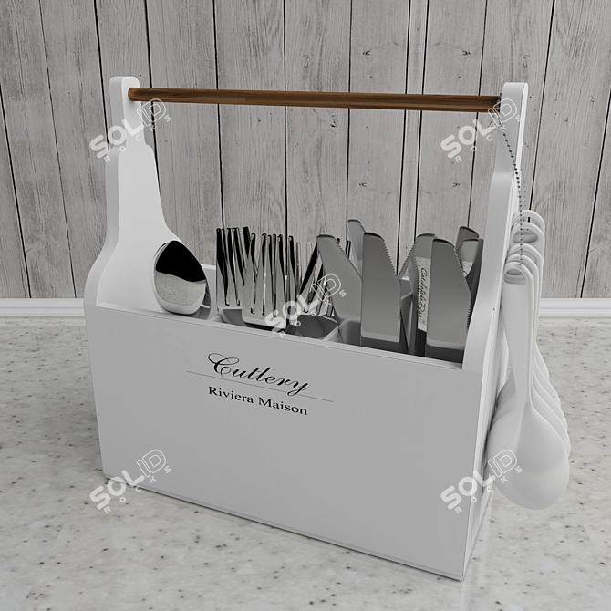 Stylish Cutlery Organizer: Maximize Kitchen Space 3D model image 3