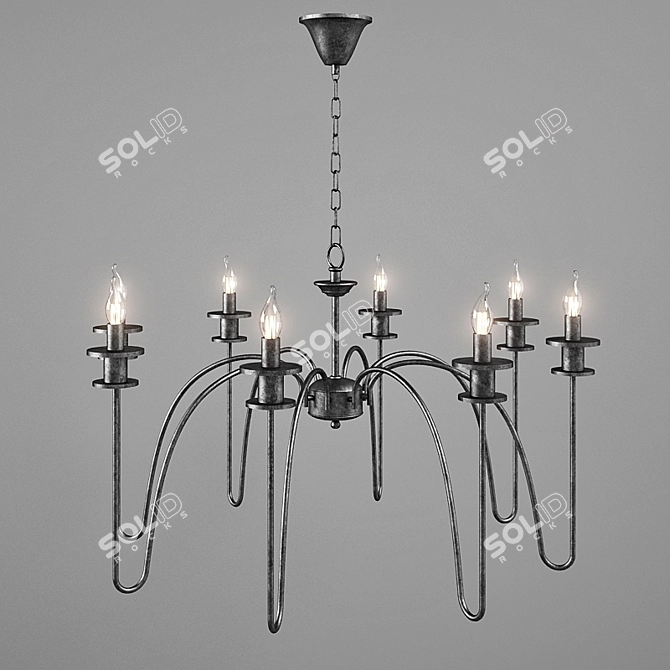 Noir - Exton Chandelier
 Elegant Black Metal Lighting 3D model image 1