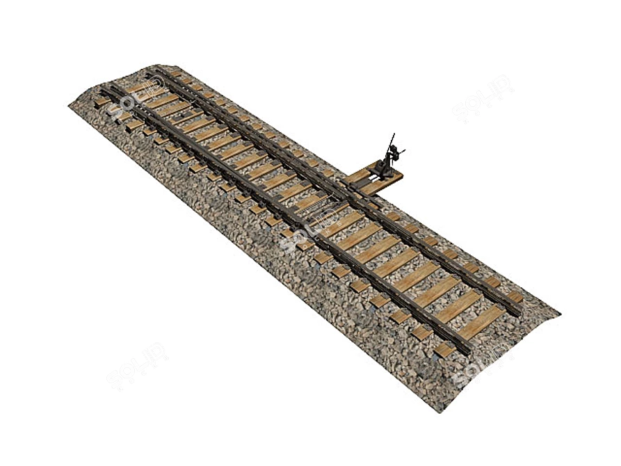 Precision Railway Turnout with Manual Lever 3D model image 1