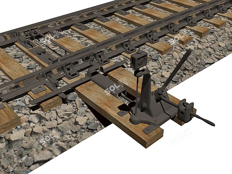 Precision Railway Turnout with Manual Lever 3D model image 2