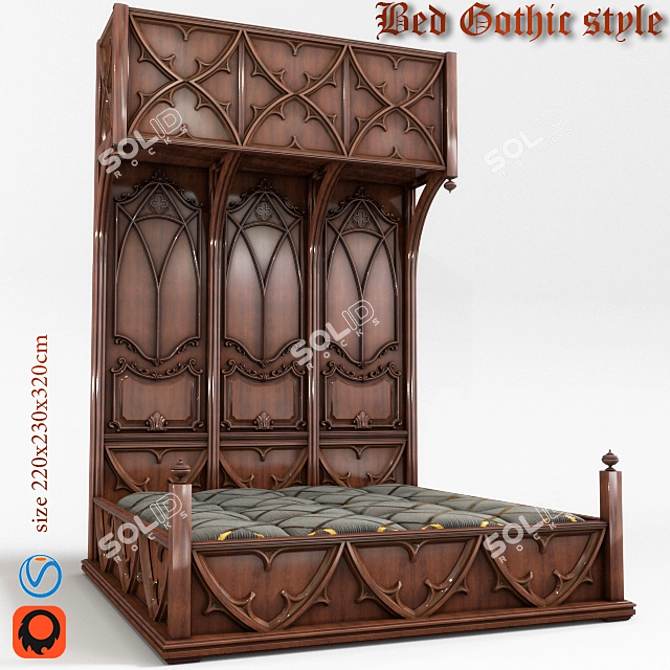 Gothic Dream Bed 3D model image 1