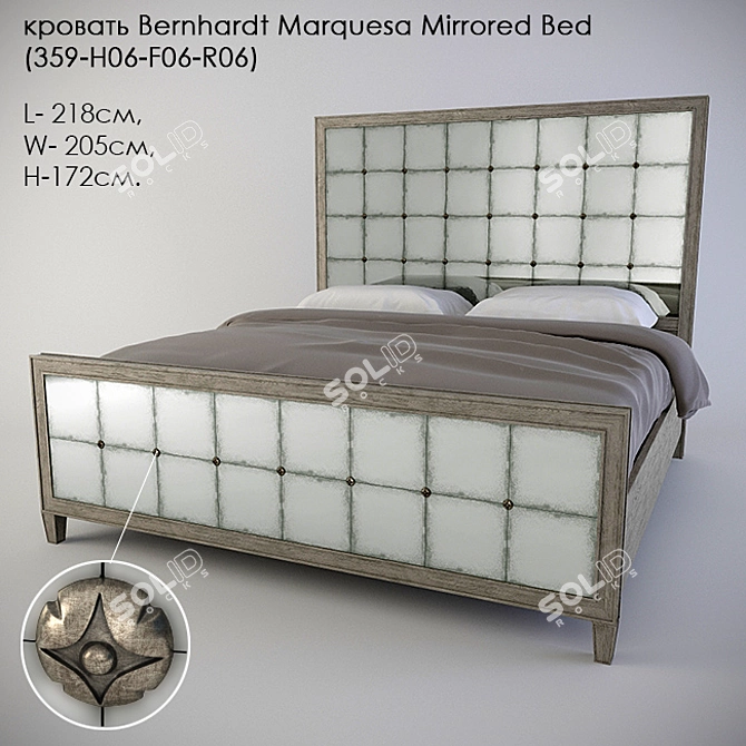Marquesa Mirrored Bed by Bernhardt: Elegant and Stylish 3D model image 1