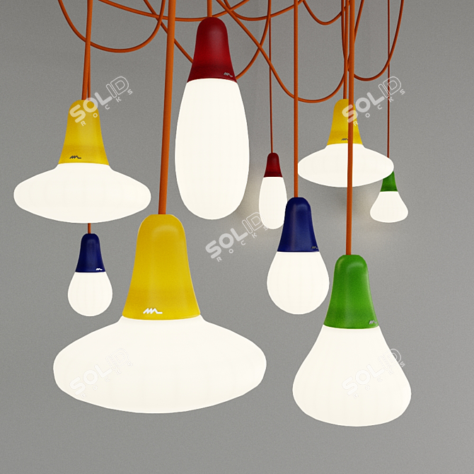 Colorful Hanging Lamp: Martinelli Luce, CIULIFRULI 3D model image 1