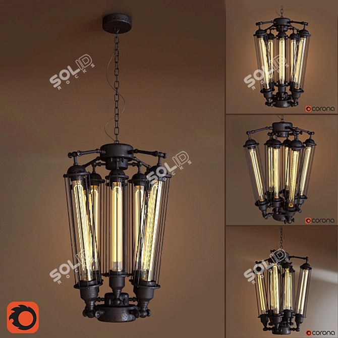 Industrial Transistor Pendant Light 3D model image 1