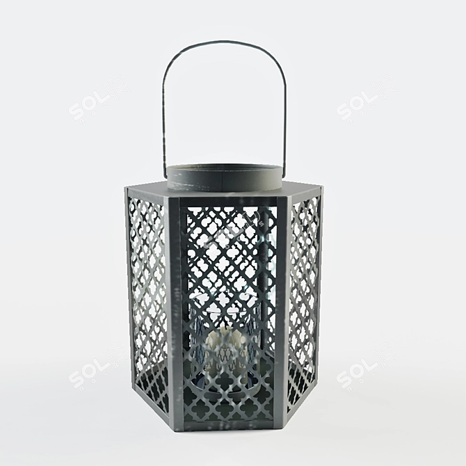 Elegant Grey Metal Lantern 3D model image 2