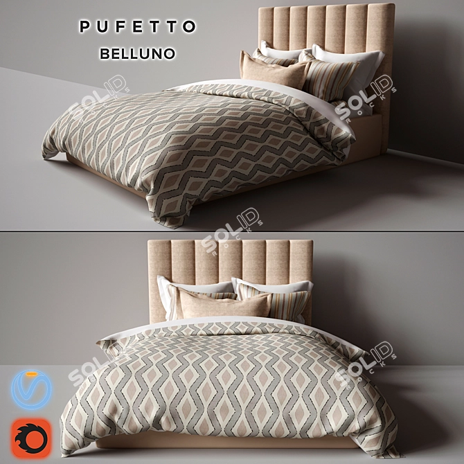 Elegant Comfort: Pufetto Belluno 3D model image 1