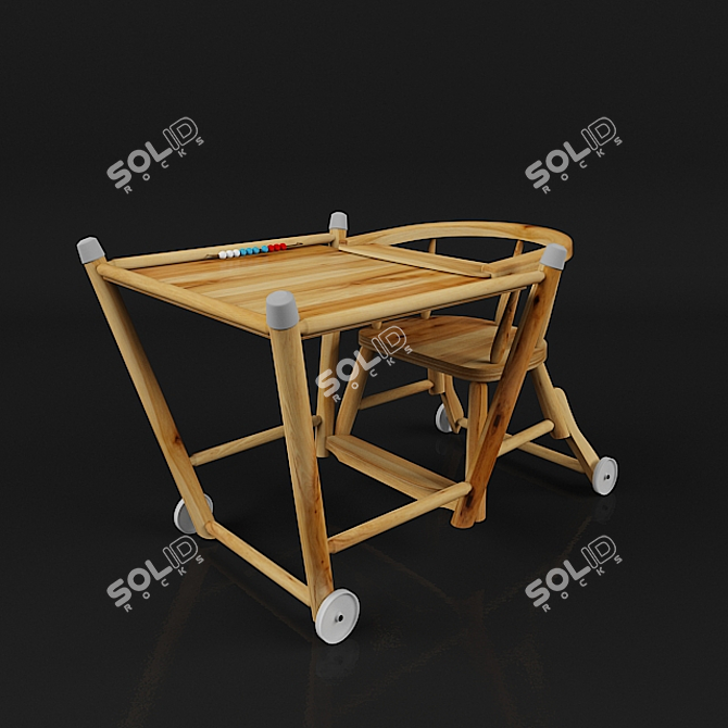 Vintage Czech Children's Table-Chair 3D model image 2