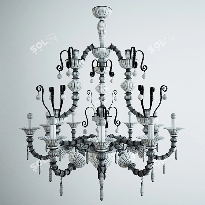 Elegant Handcrafted Black & Crystal Glass 3D model image 2