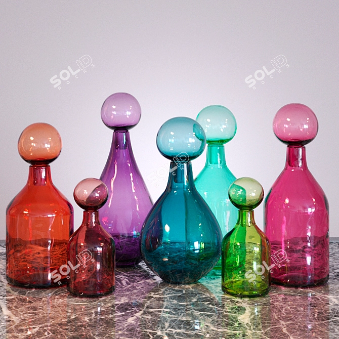 Colorful Glass Decor Set by Elizabeth Lyons 3D model image 1