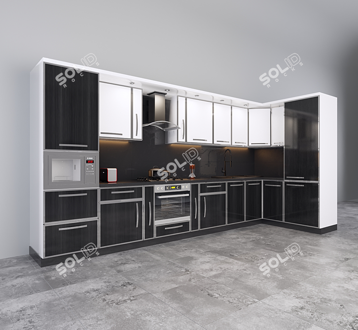 Modern Designer Corner Kitchen 3D model image 2