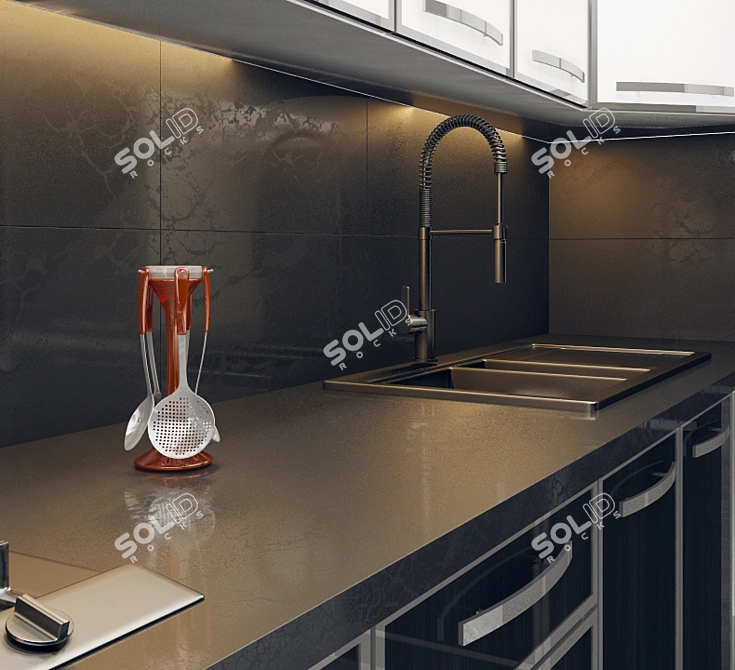 Modern Designer Corner Kitchen 3D model image 3