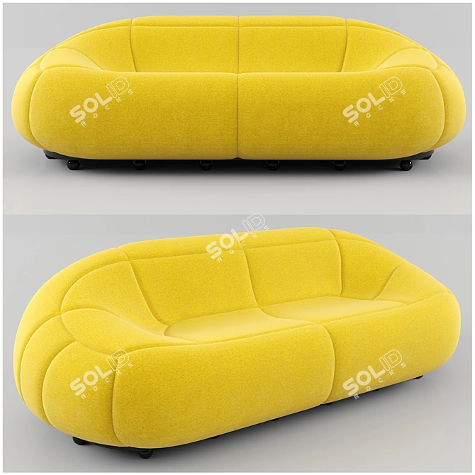 Elegant 3-Seater Sofa 3D model image 1