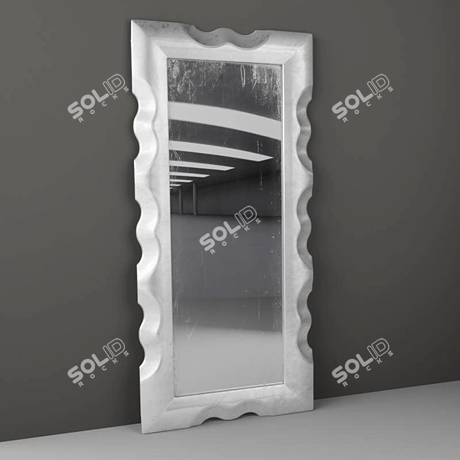 Elegant Silver-Leaf Floor Mirror 3D model image 1