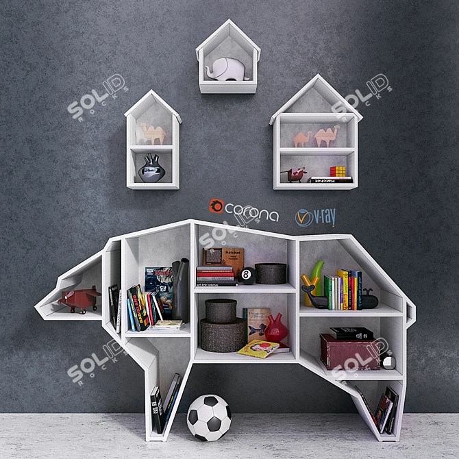 Bear Cub Decor Set 3D model image 1