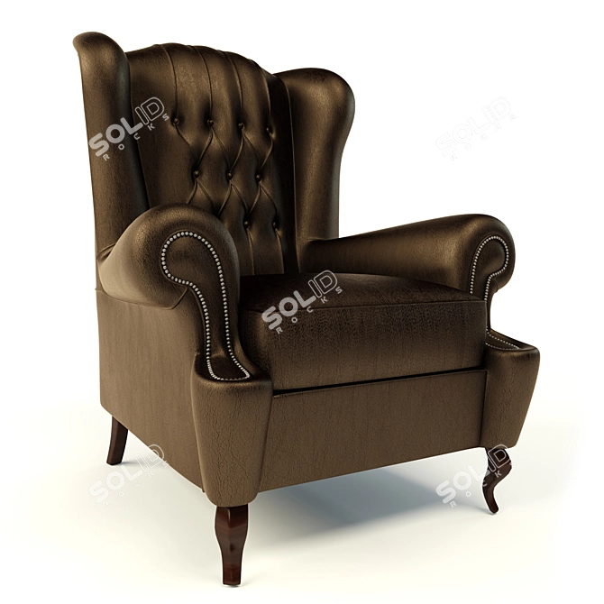 Elegant Black Armchair for Office or Home 3D model image 2