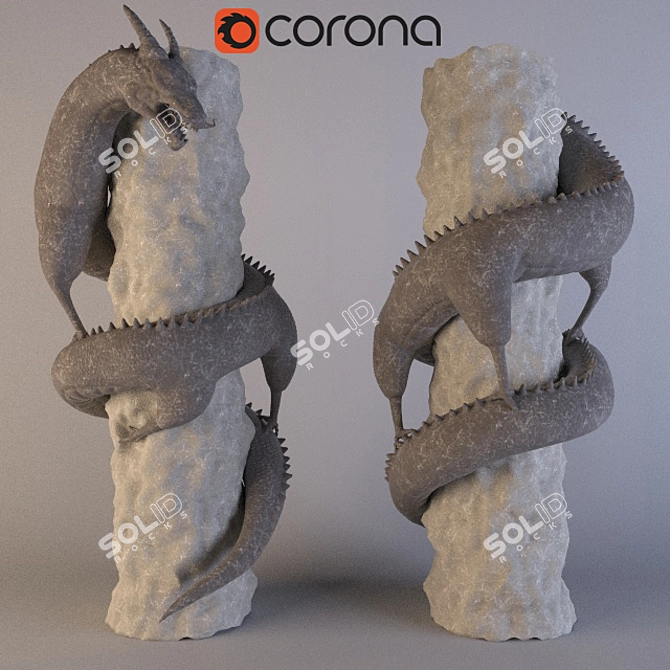Majestic Dragon Column 3D model image 1