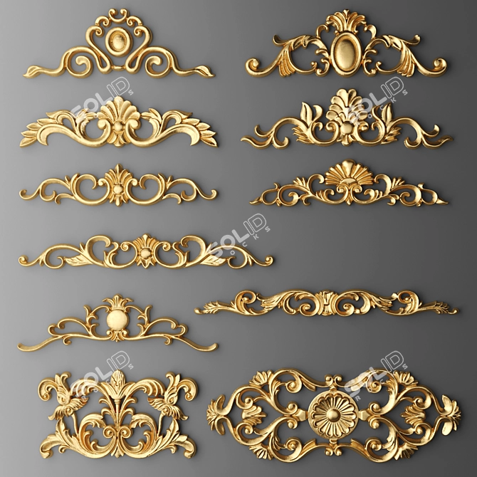 Elegant Embossed Ornament Set 3D model image 1