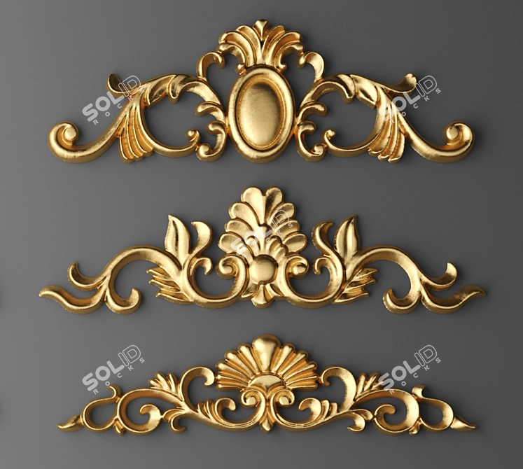 Elegant Embossed Ornament Set 3D model image 3