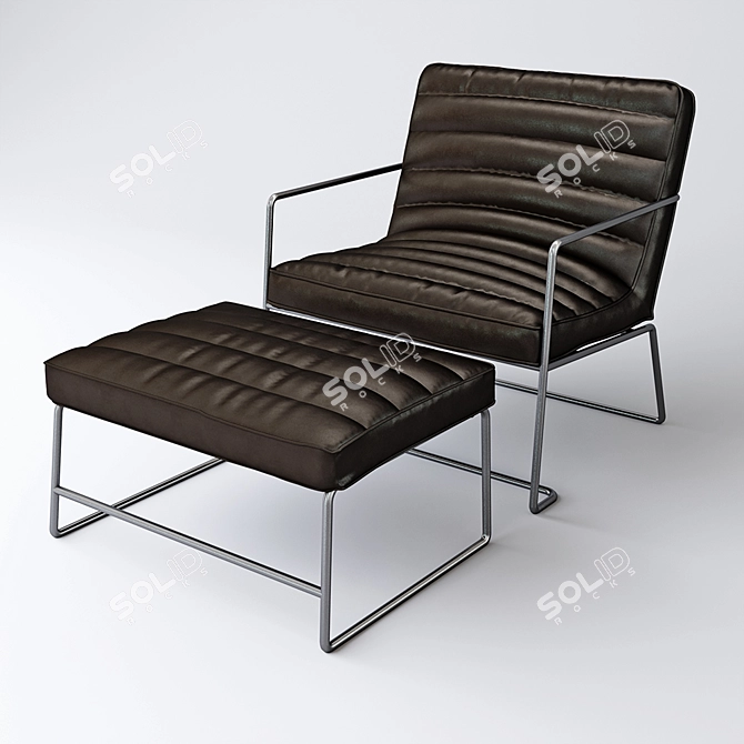 Luxury Leather Club Chair 3D model image 2